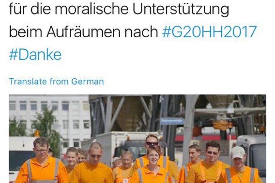 Danke Stadtreinigung Hamburg! ️

 #OrangeBlock  #G20Meine Helden des Allta…