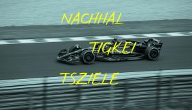 Rasendes Formel 1 Auto; Text auf Bild: NACHHAL TIGKEI TSZIELE