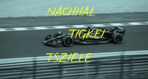 Rasendes Formel 1 Auto; Text auf Bild: NACHHAL TIGKEI TSZIELE